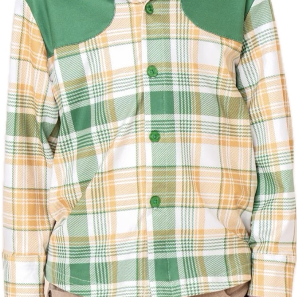 Green and Yellow Plaid Kids Button Down Shirt